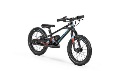 MONDRAKER GROMMY 16" ELECTRIC BALANCE BIKE - Black Front and Side View